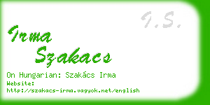 irma szakacs business card